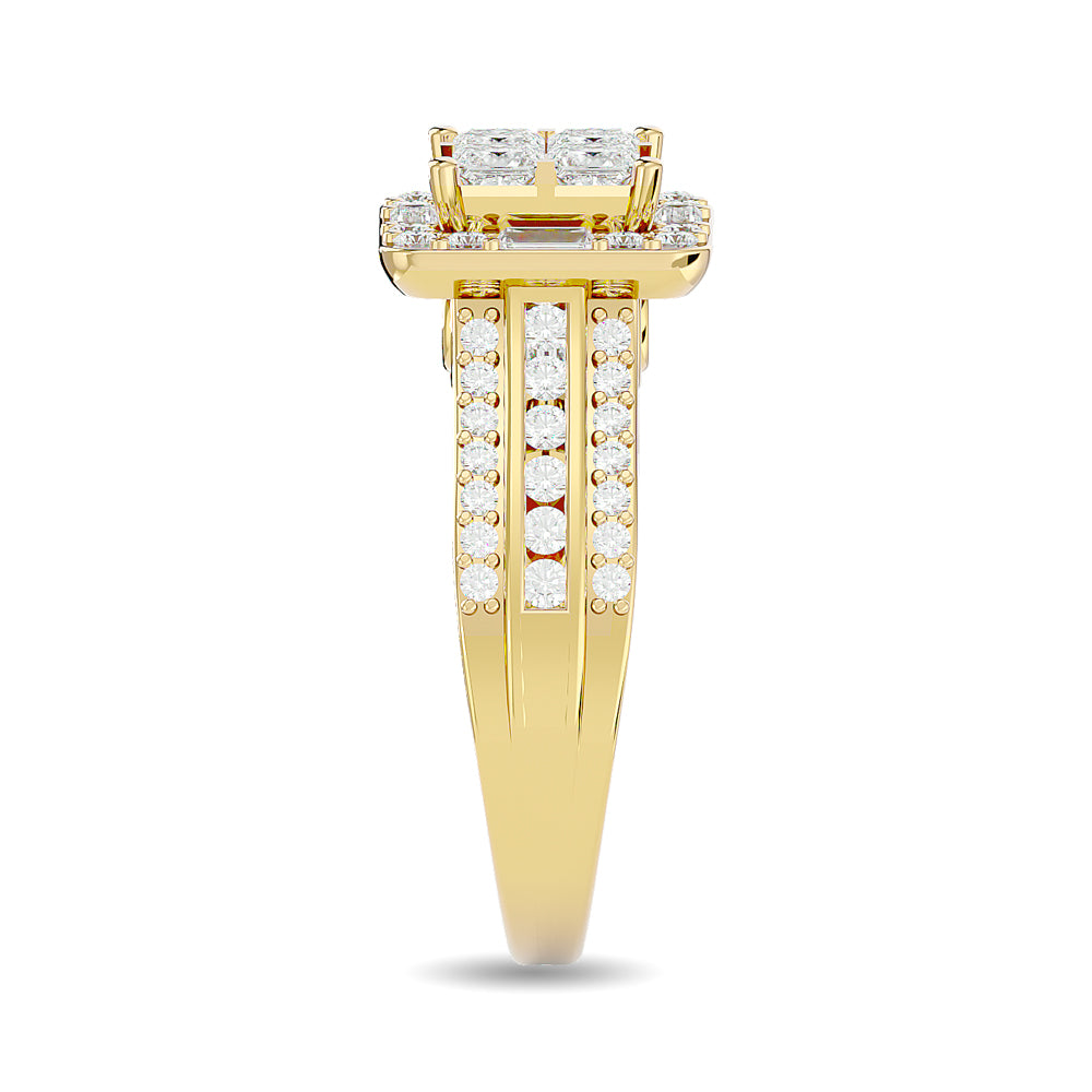 Diamond 1 1/2 Ct.tw Princess Head Engagement Ring in 14K Yellow Gold