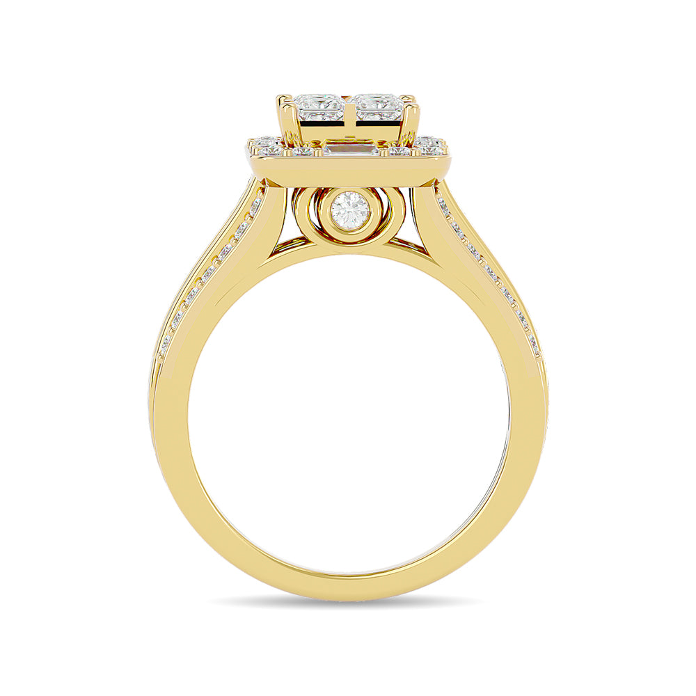 Diamond 1 1/2 Ct.tw Princess Head Engagement Ring in 14K Yellow Gold