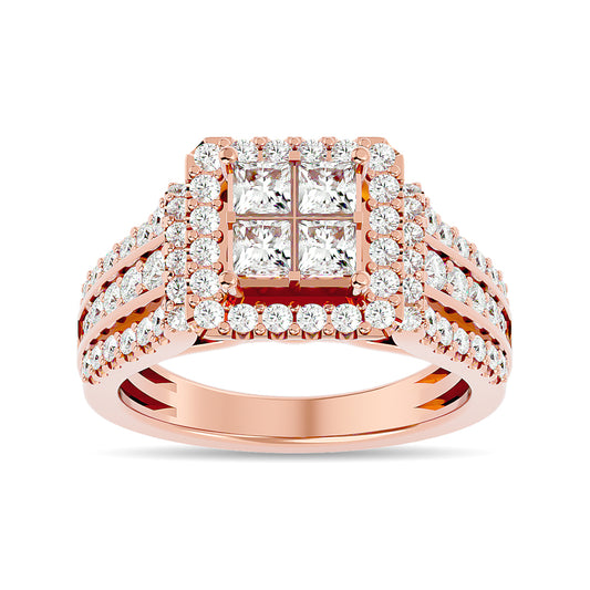 Diamond 1 1/2 Ct.tw Round Cut Engagement Ring in 14K Rose Gold