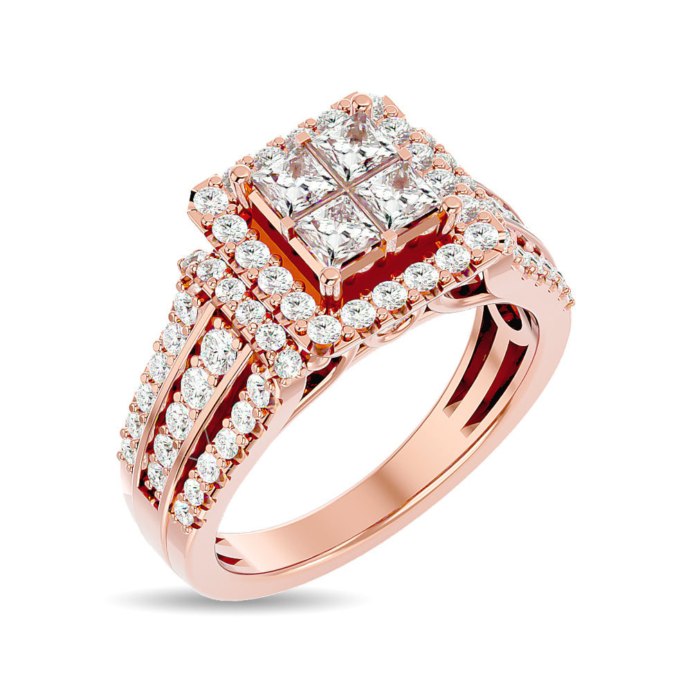 Diamond 1 1/2 Ct.tw Round Cut Engagement Ring in 14K Rose Gold