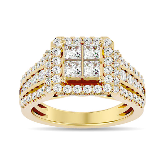 Diamond 1 1/2 Ct.tw Round Cut Engagement Ring in 14K Yellow Gold