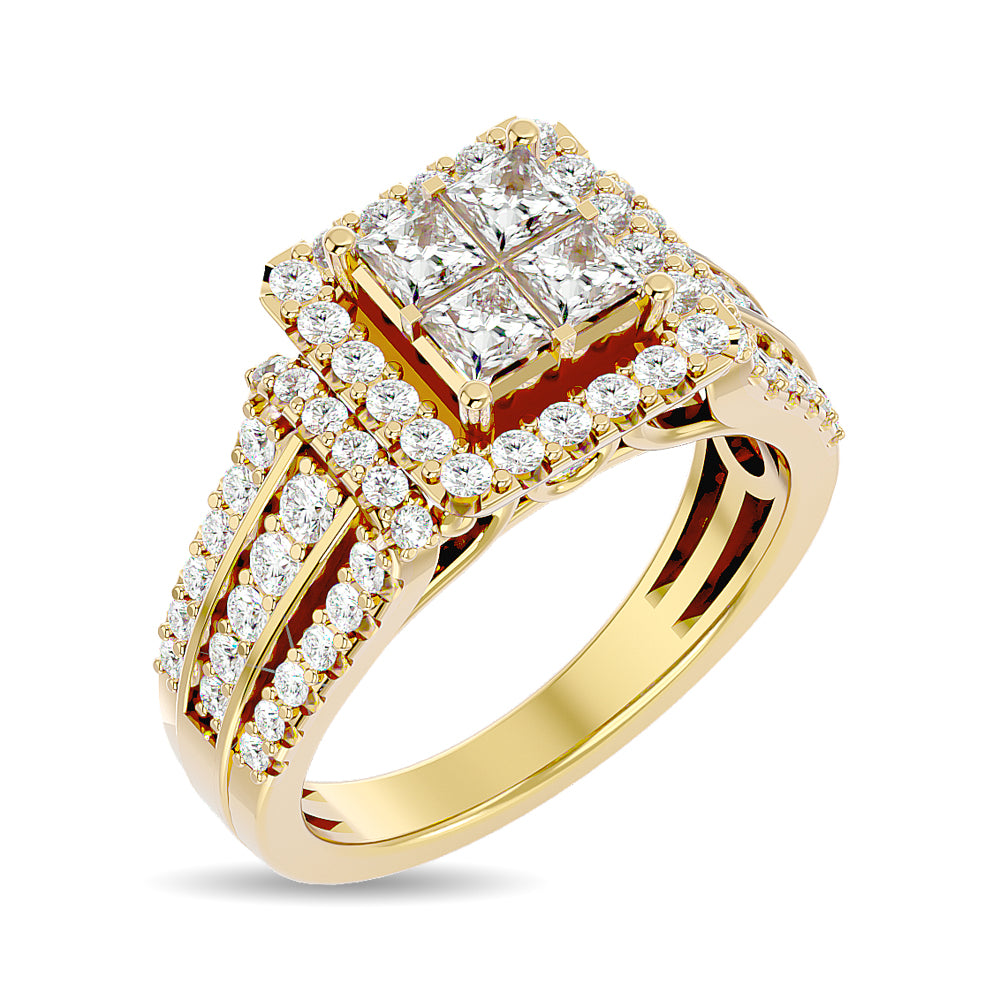 Diamond 1 1/2 Ct.tw Round Cut Engagement Ring in 14K Yellow Gold