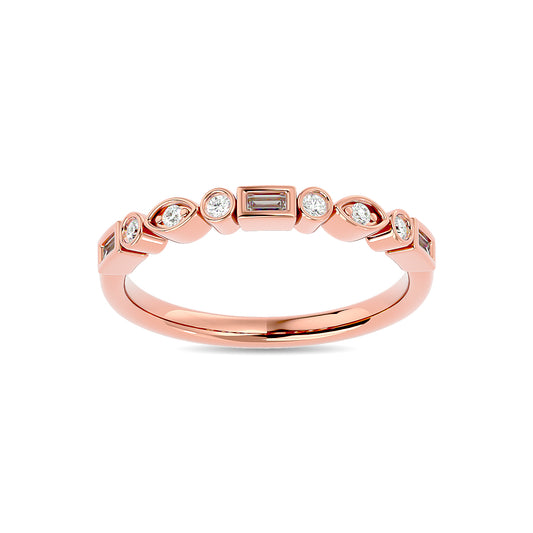 Diamond 1/5 Ct.tw Round and Straight Baguette Stackable Ring  in 14K Rose Gold