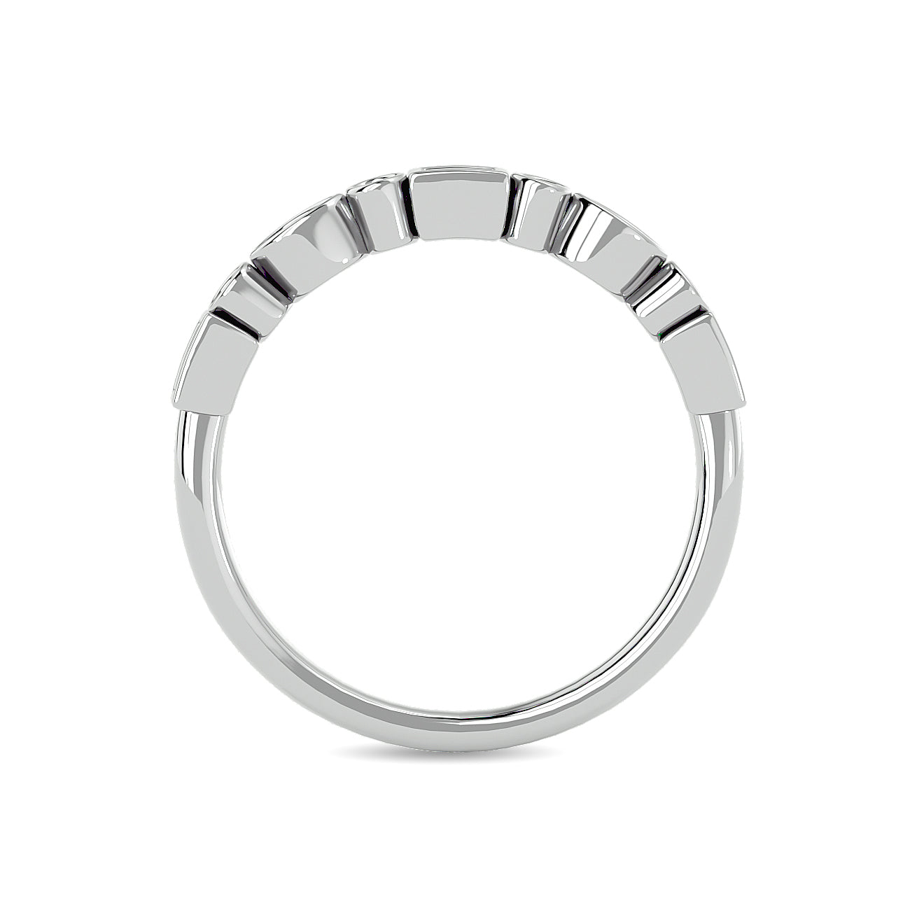 Diamond 1/5 Ct.tw Round and Straight Baguette Stackable Ring  in 14K White Gold