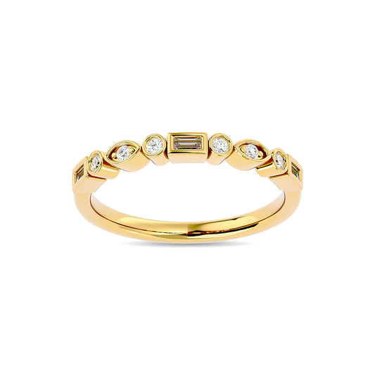 Diamond 1/5 Ct.tw Round and Straight Baguette Stackable Ring  in 14K Yellow Gold