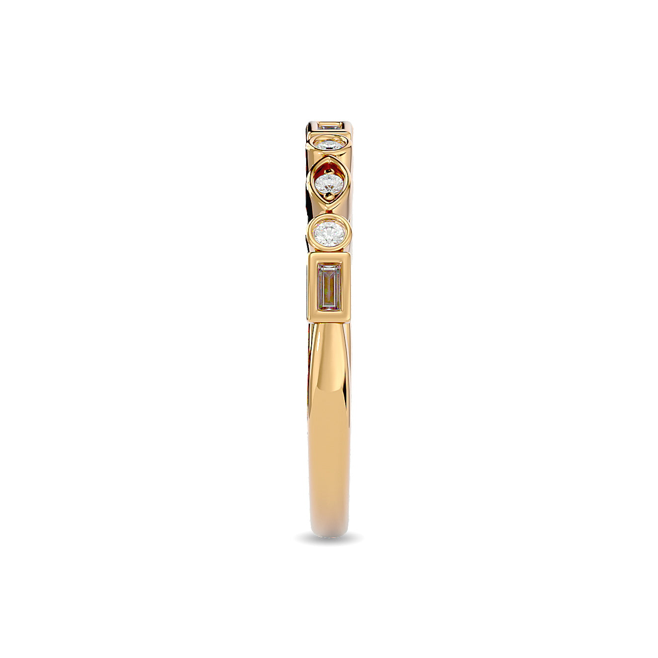 Diamond 1/5 Ct.tw Round and Straight Baguette Stackable Ring  in 14K Yellow Gold