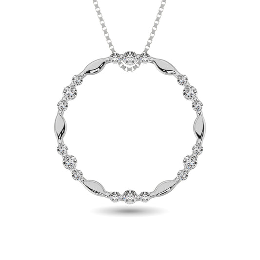 Diamond 1/4 Ct.tw Circle Pendant in 14K White Gold