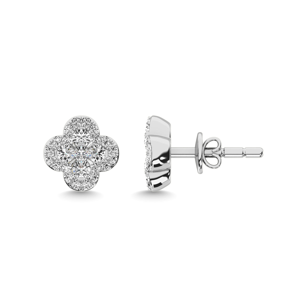 Diamond Clover Earrings 3/8 Ct.tw in 14K White Gold
