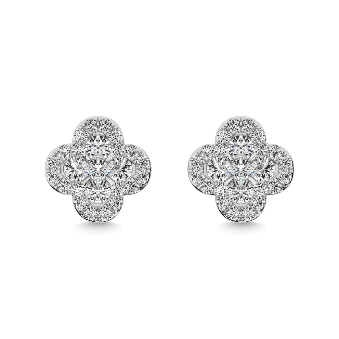 Diamond Clover Earrings 3/8 Ct.tw in 14K White Gold