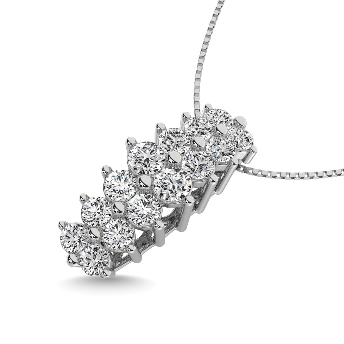 Diamond 1 1/2 Ct.tw Round Cut Pyramid Pendant in 14K White Gold