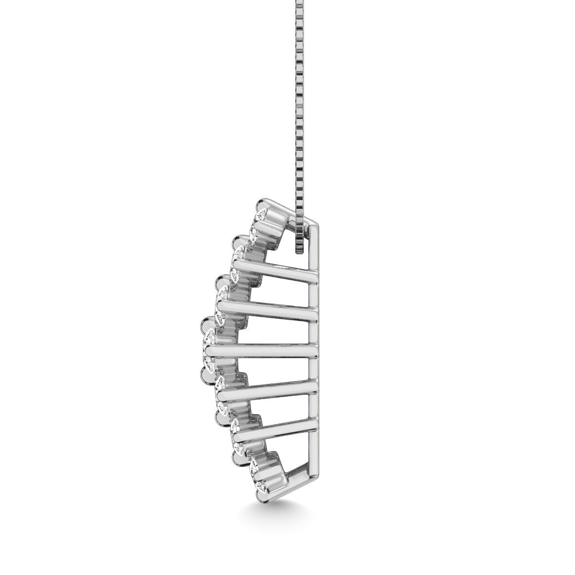 Diamond 1 1/2 Ct.tw Round Cut Pyramid Pendant in 14K White Gold