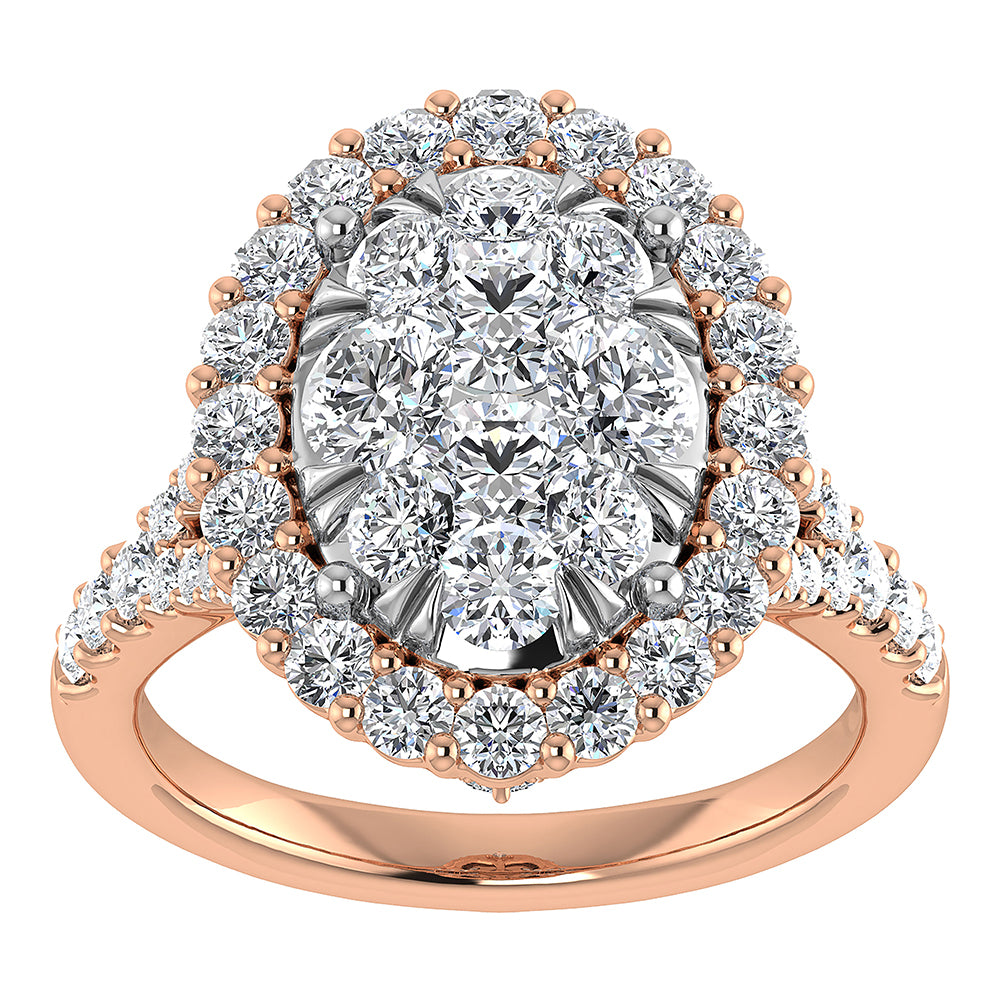Diamond 3 Ct.Tw. Oval Shape Engagement Ring in 14K Rose Gold