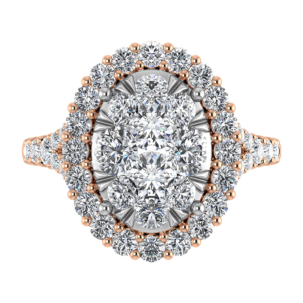 Diamond 3 Ct.Tw. Oval Shape Engagement Ring in 14K Rose Gold