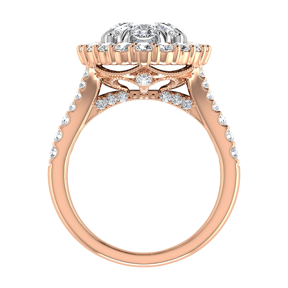 Diamond 3 Ct.Tw. Oval Shape Engagement Ring in 14K Rose Gold