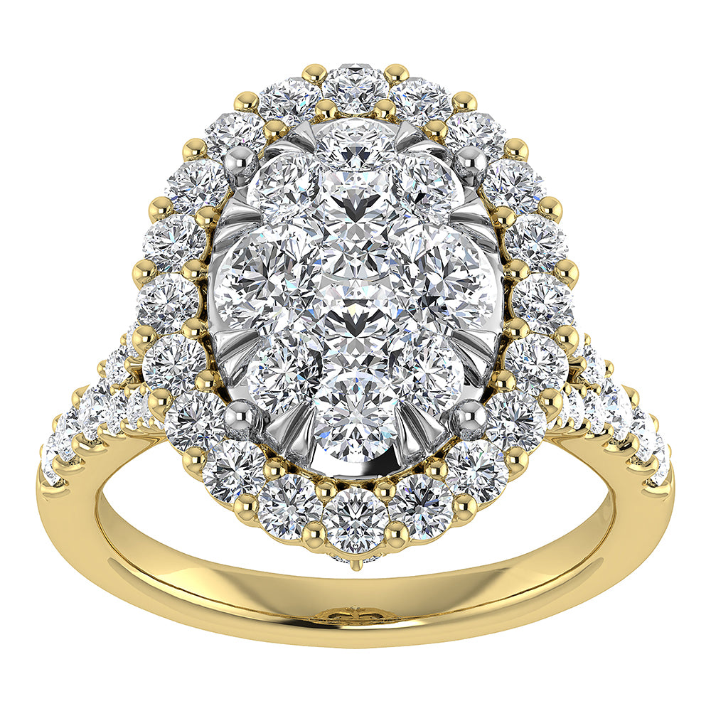 Diamond 3 Ct.Tw. Oval Shape Engagement Ring in 14K Yellow Gold
