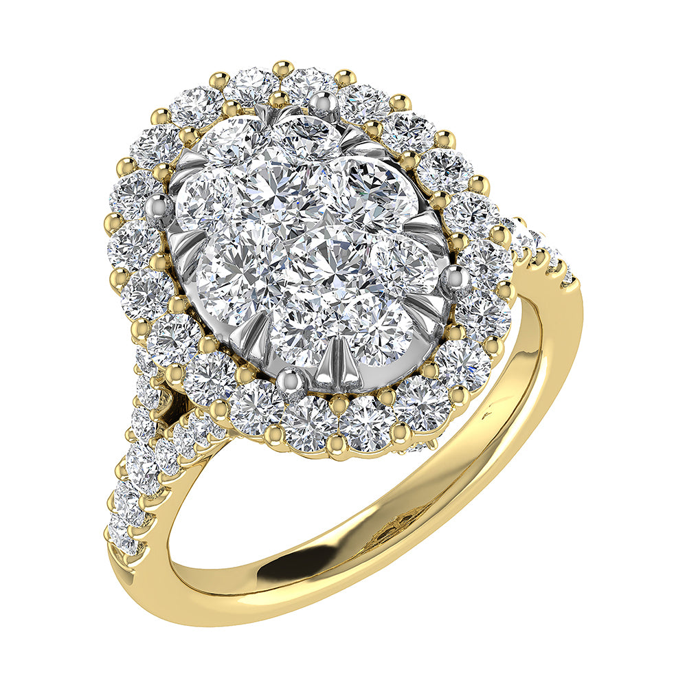 Diamond 3 Ct.Tw. Oval Shape Engagement Ring in 14K Yellow Gold
