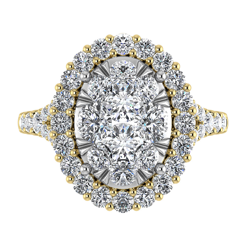 Diamond 3 Ct.Tw. Oval Shape Engagement Ring in 14K Yellow Gold