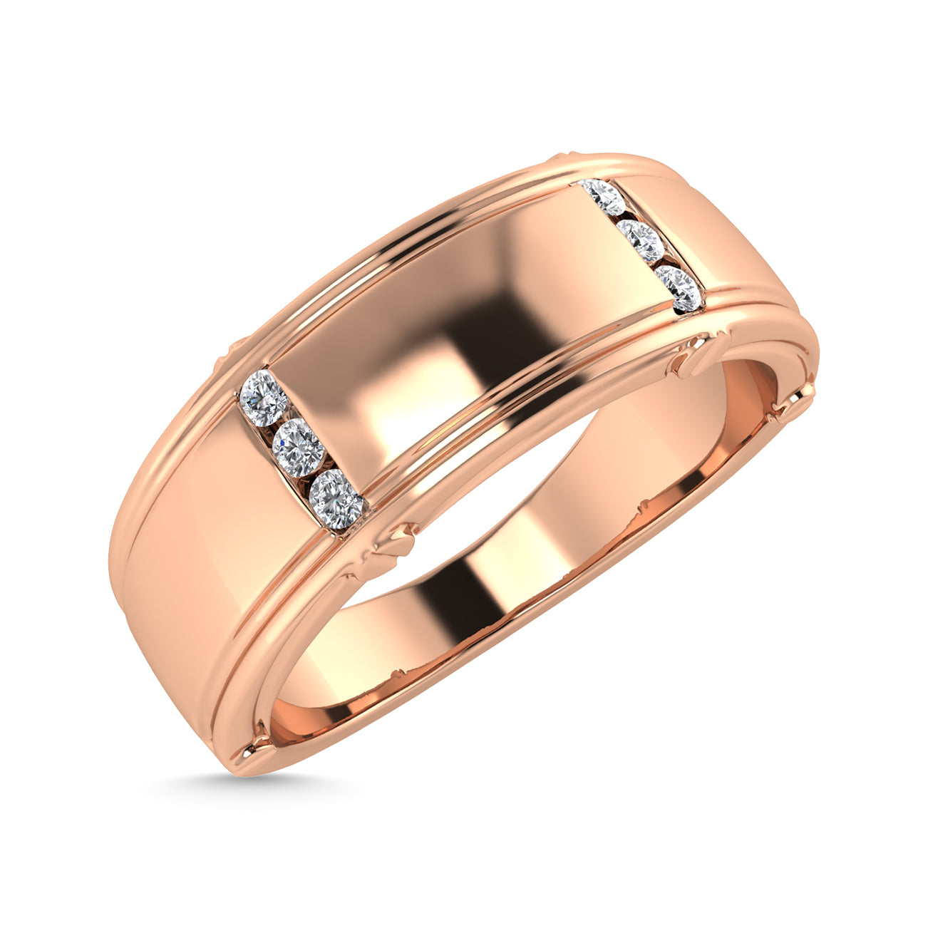 Diamond 1/10 Ct.Tw. Men?s Band in 14K Rose Gold