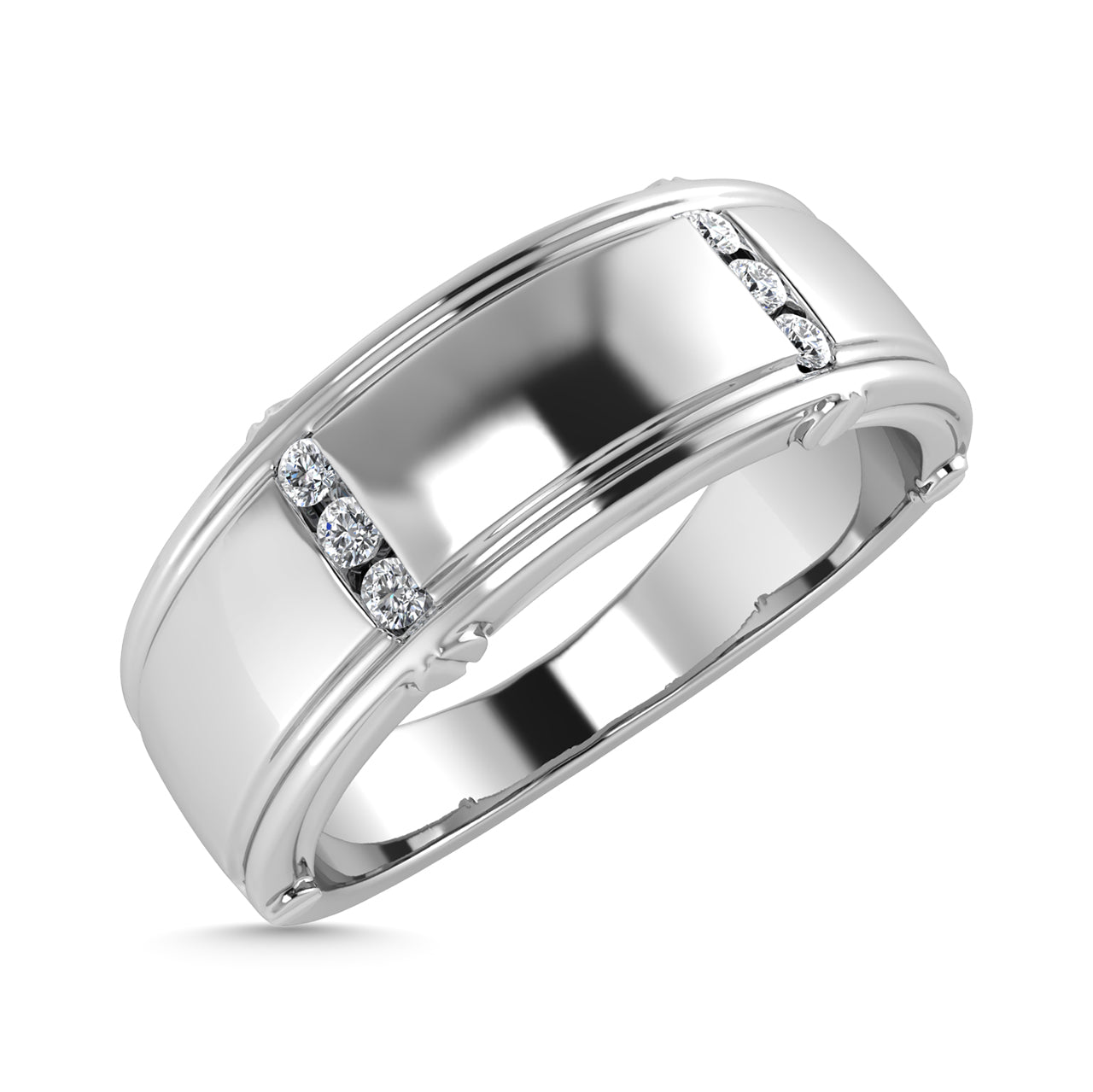 Diamond 1/10 Ct.Tw. Men?s Band in 14K White Gold