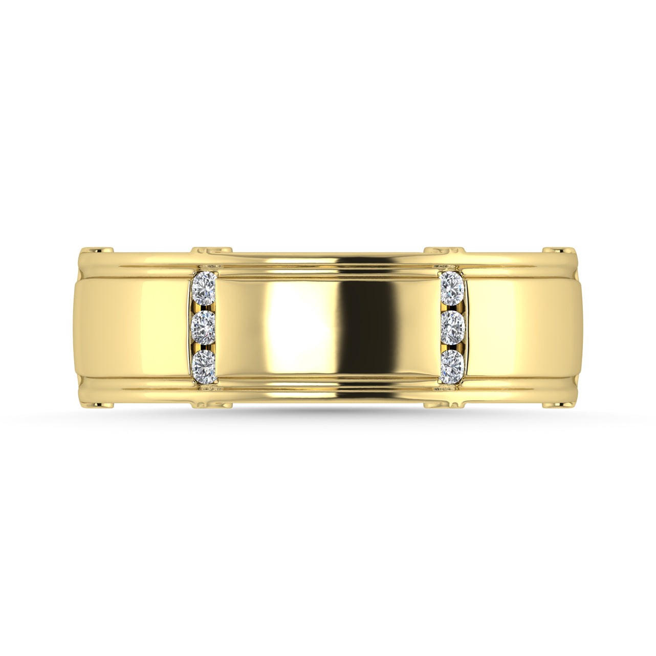 Diamond 1/10 Ct.Tw. Men?s Wedding Band in 14K Yellow Gold