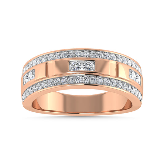 Diamond 3/4 Ct.Tw. Men?s Wedding Band in 14K Rose Gold