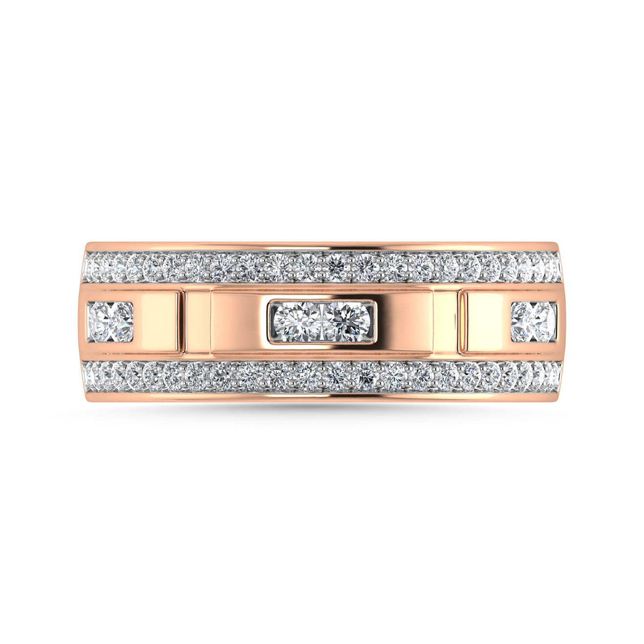 Diamond 3/4 Ct.Tw. Men?s Wedding Band in 14K Rose Gold
