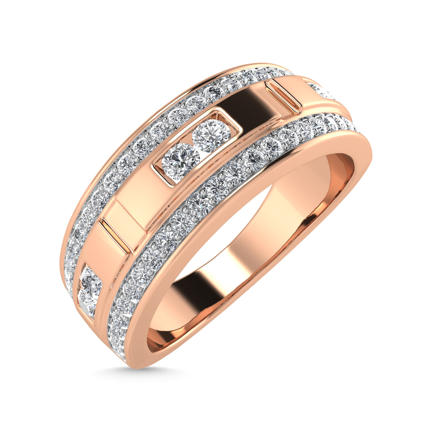 Diamond 3/4 Ct.Tw. Men?s Wedding Band in 14K Rose Gold