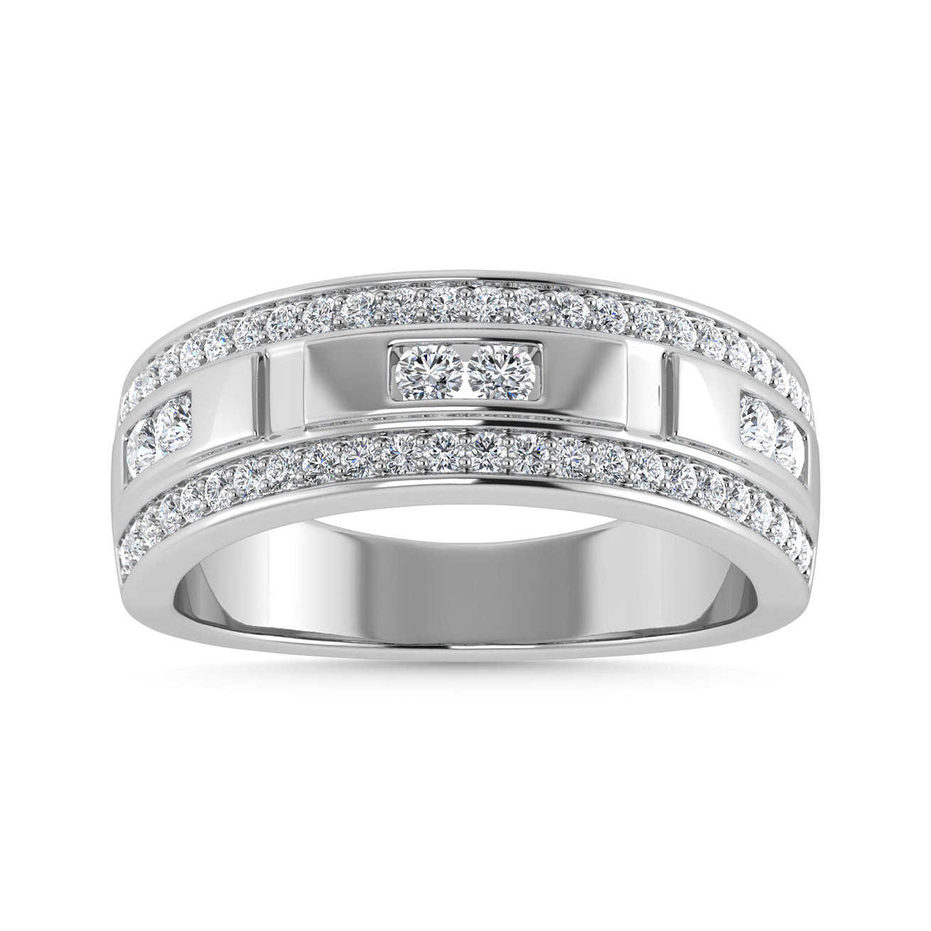 Diamond 3/4 Ct.Tw. Men?s Wedding Band in 14K White Gold