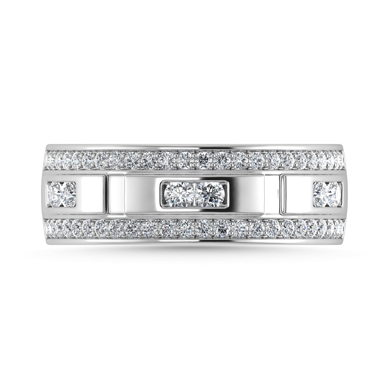 Diamond 3/4 Ct.Tw. Men?s Wedding Band in 14K White Gold