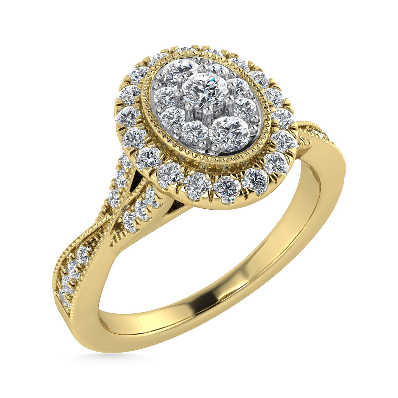 Diamond 1/2 Ct.Tw. Bridal Ring in 10K Yellow Gold