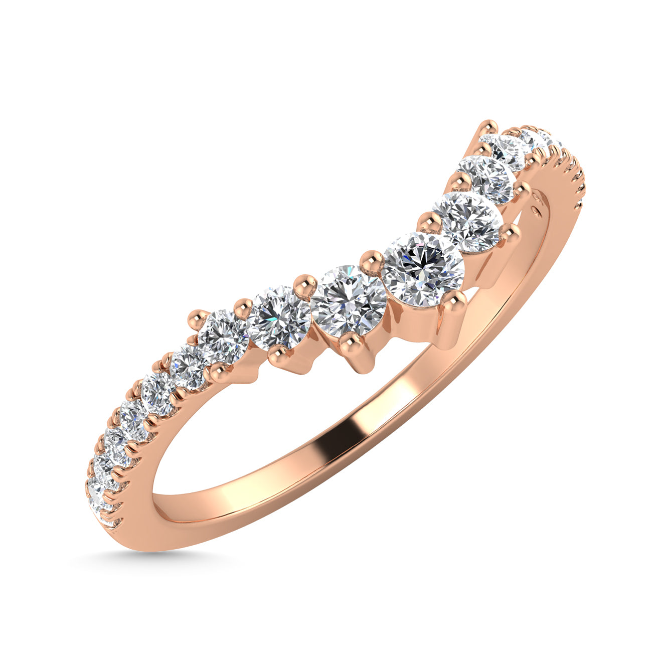 Diamond 1/4 Ct.Tw. Chevron Band in 14K Rose Gold