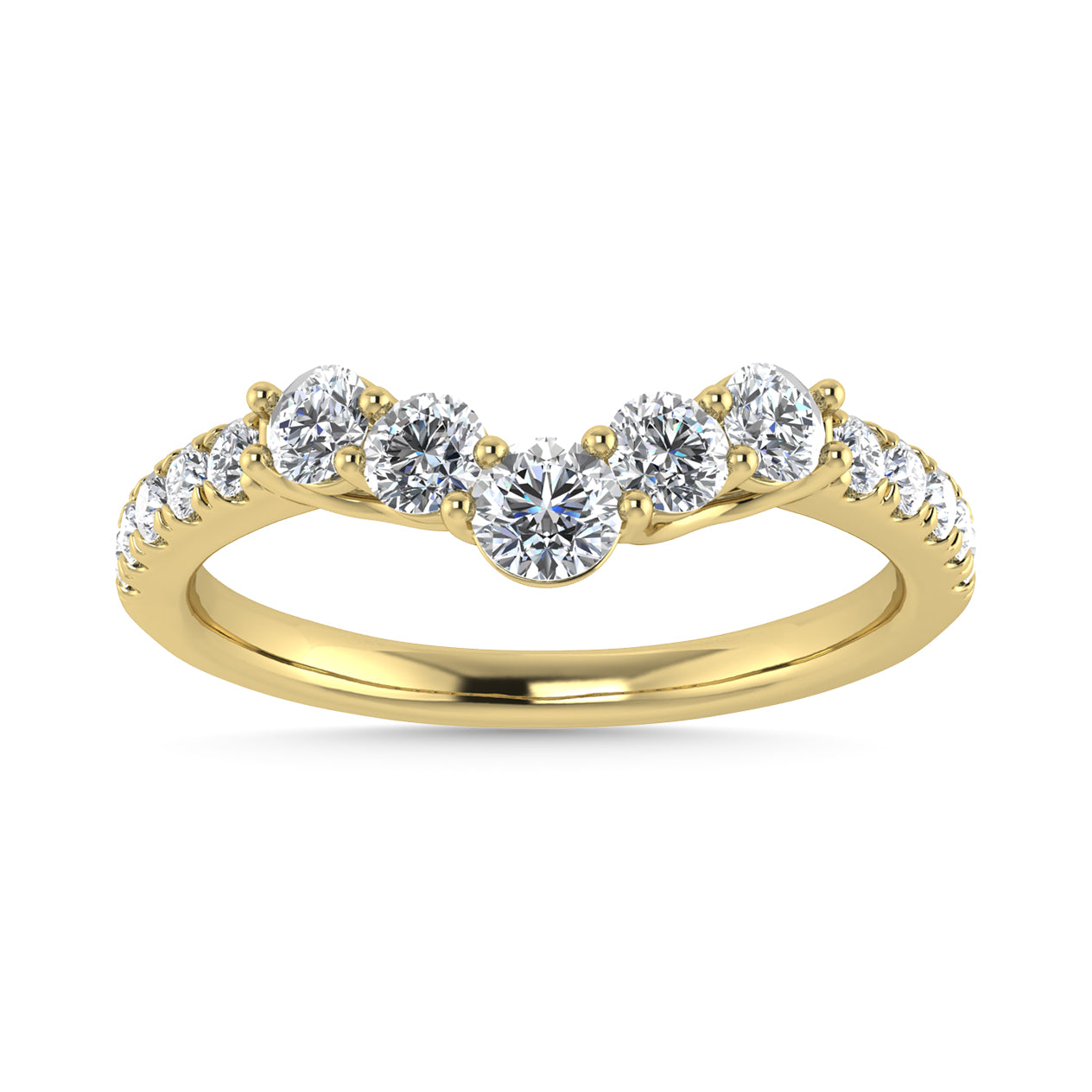 Diamond 1/2 Ct.Tw. Chevron Band in 14K Yellow Gold