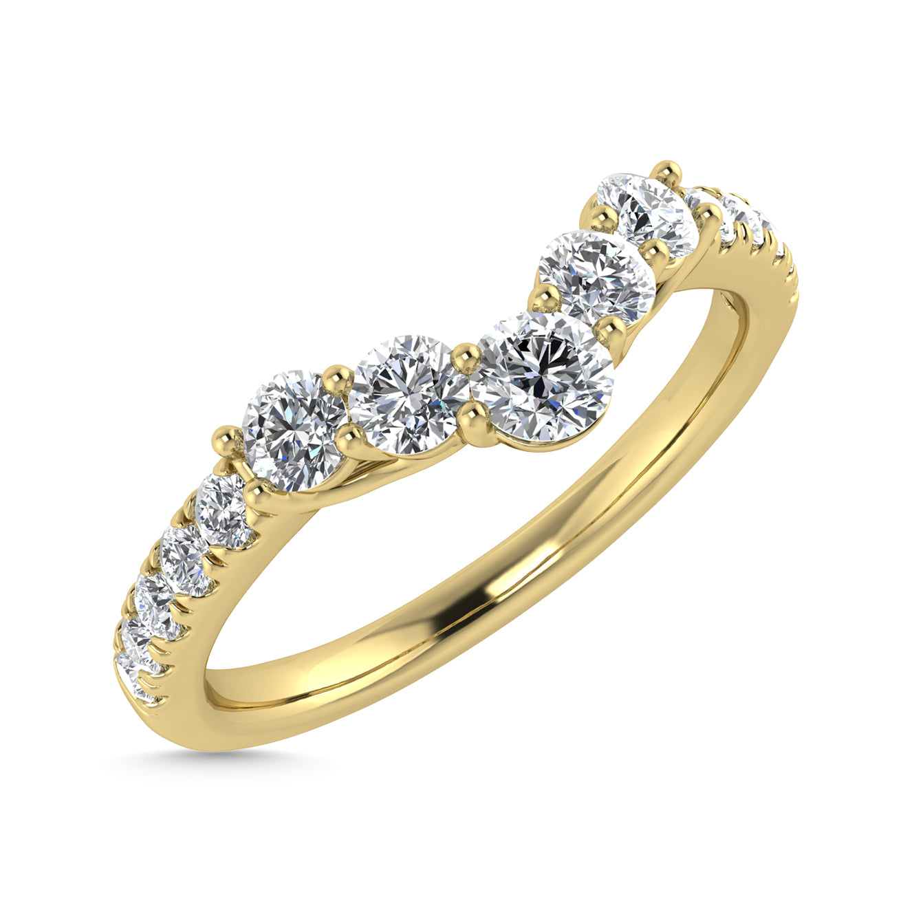 Diamond 1/2 Ct.Tw. Chevron Band in 14K Yellow Gold