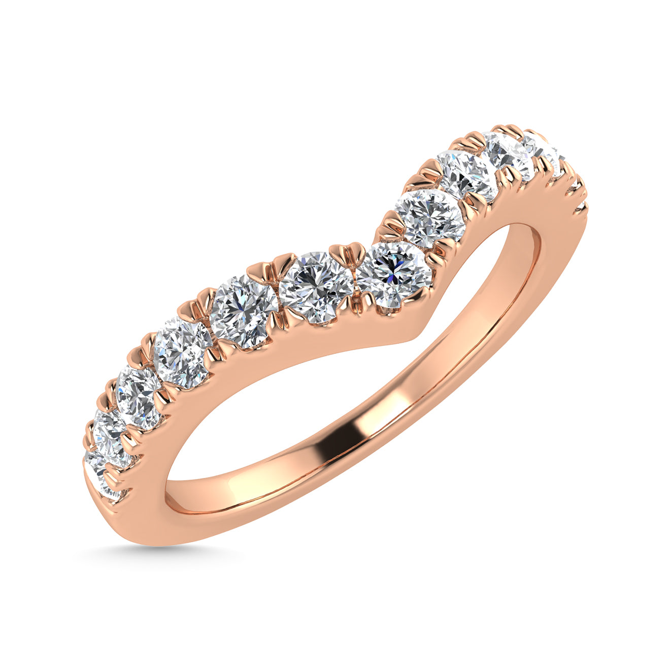 Diamond 1/2 Ct.Tw. Chevron Band in 14K Rose Gold
