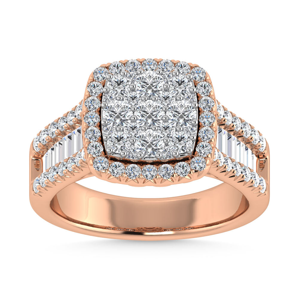 Diamond 2 Ct.Tw. Round and Tapper Engagement Ring in 14K Rose Gold
