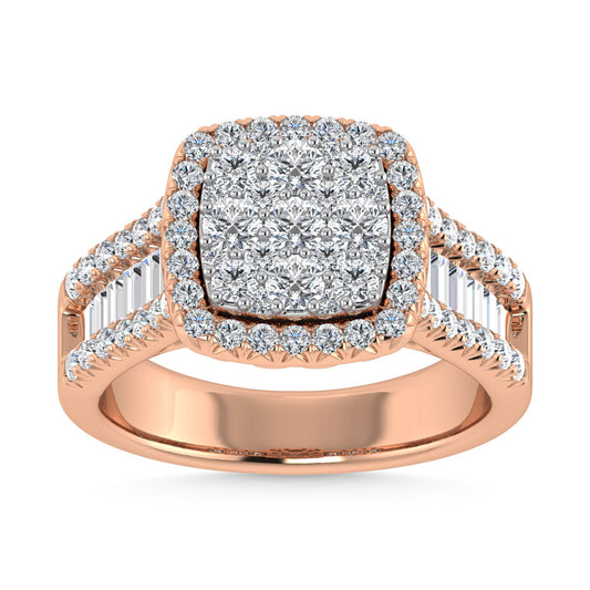 Diamond 2 Ct.Tw. Round and Tapper Engagement Ring in 14K Rose Gold