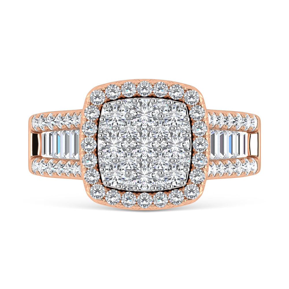 Diamond 2 Ct.Tw. Round and Tapper Engagement Ring in 14K Rose Gold