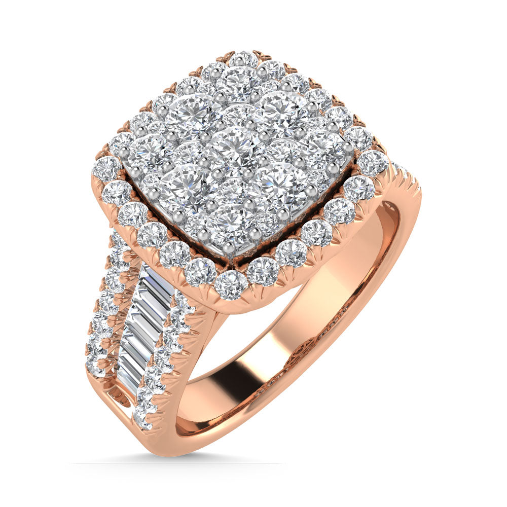 Diamond 2 Ct.Tw. Round and Tapper Engagement Ring in 14K Rose Gold