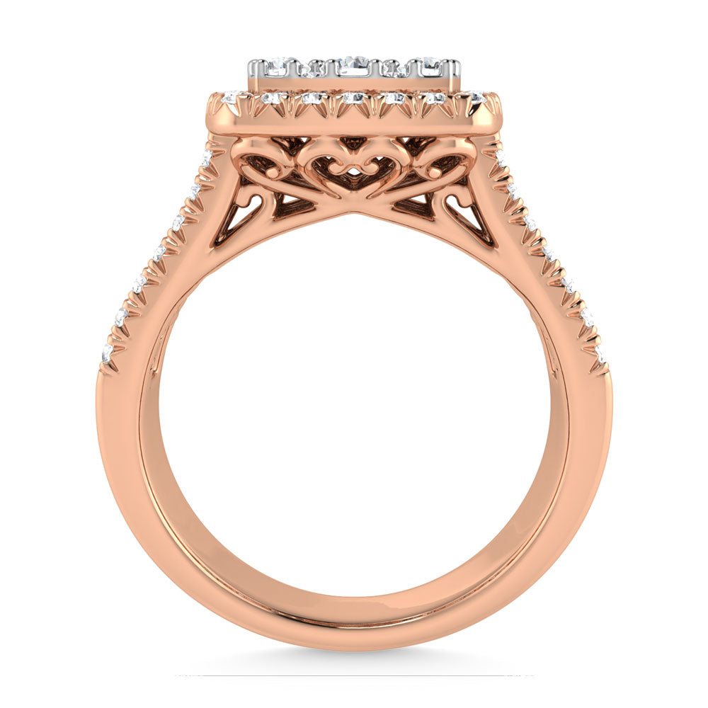 Diamond 2 Ct.Tw. Round and Tapper Engagement Ring in 14K Rose Gold