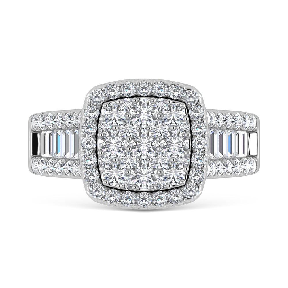 Diamond 2 Ct.Tw. Round and Tapper Engagement Ring in 14K White Gold