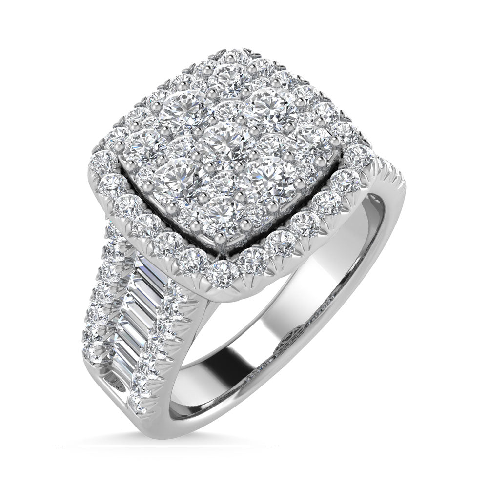 Diamond 2 Ct.Tw. Round and Tapper Engagement Ring in 14K White Gold