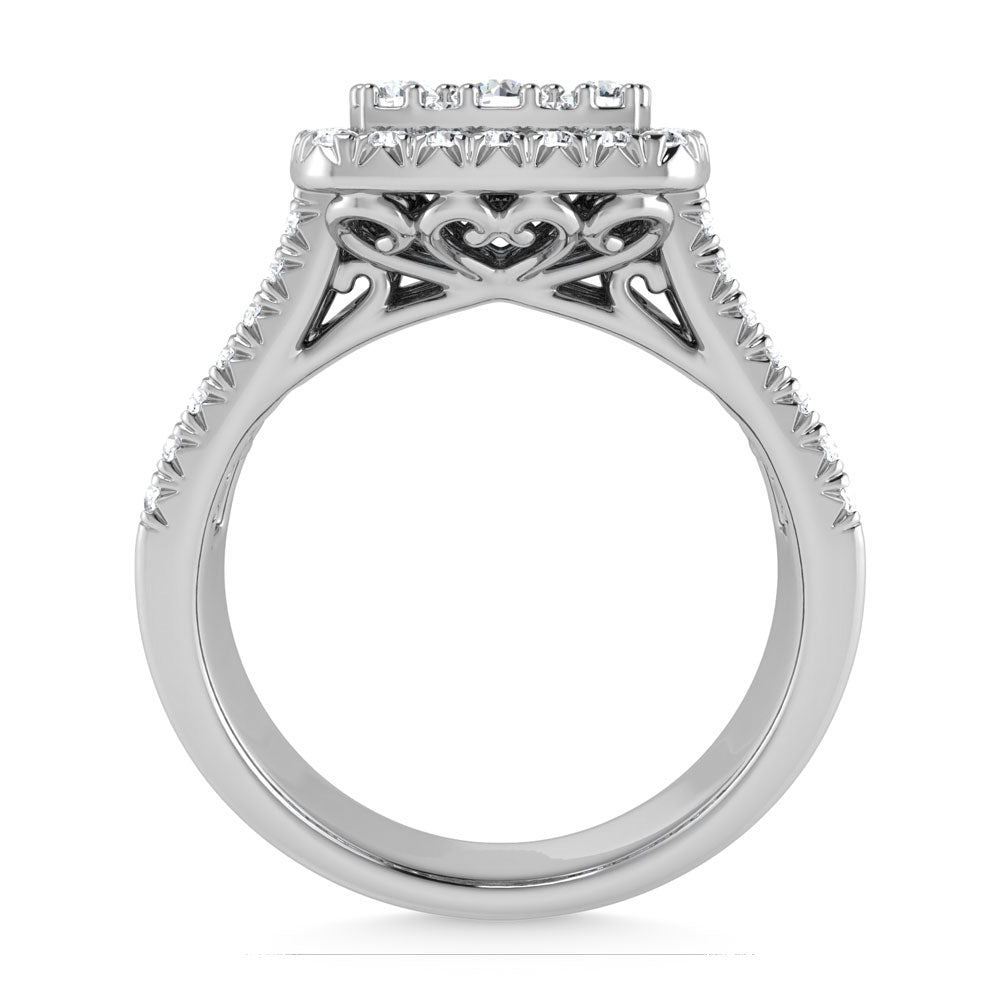 Diamond 2 Ct.Tw. Round and Tapper Engagement Ring in 14K White Gold