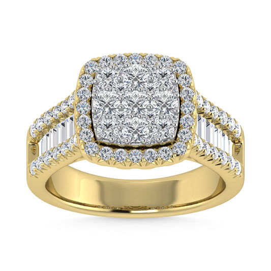 Diamond 2 Ct.Tw. Round and Tapper Engagement Ring in 14K Yellow Gold