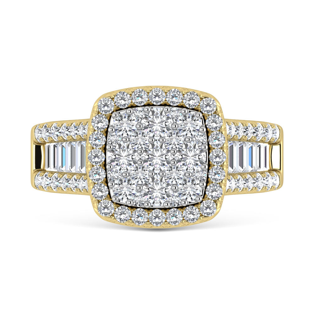 Diamond 2 Ct.Tw. Round and Tapper Engagement Ring in 14K Yellow Gold