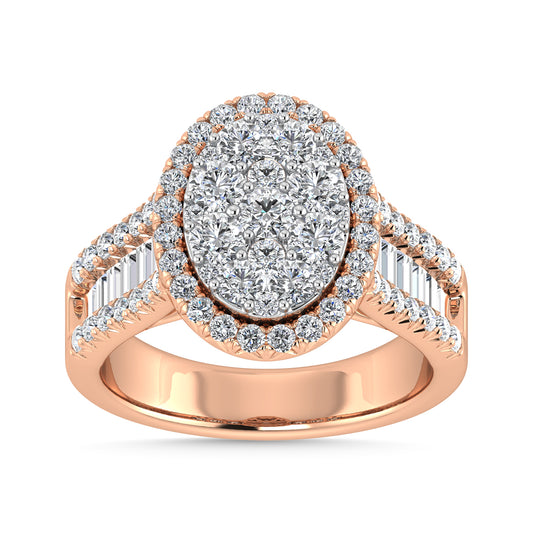 Diamond 2 Ct.Tw. Round and Tapper Engagement Ring in 14K Rose Gold