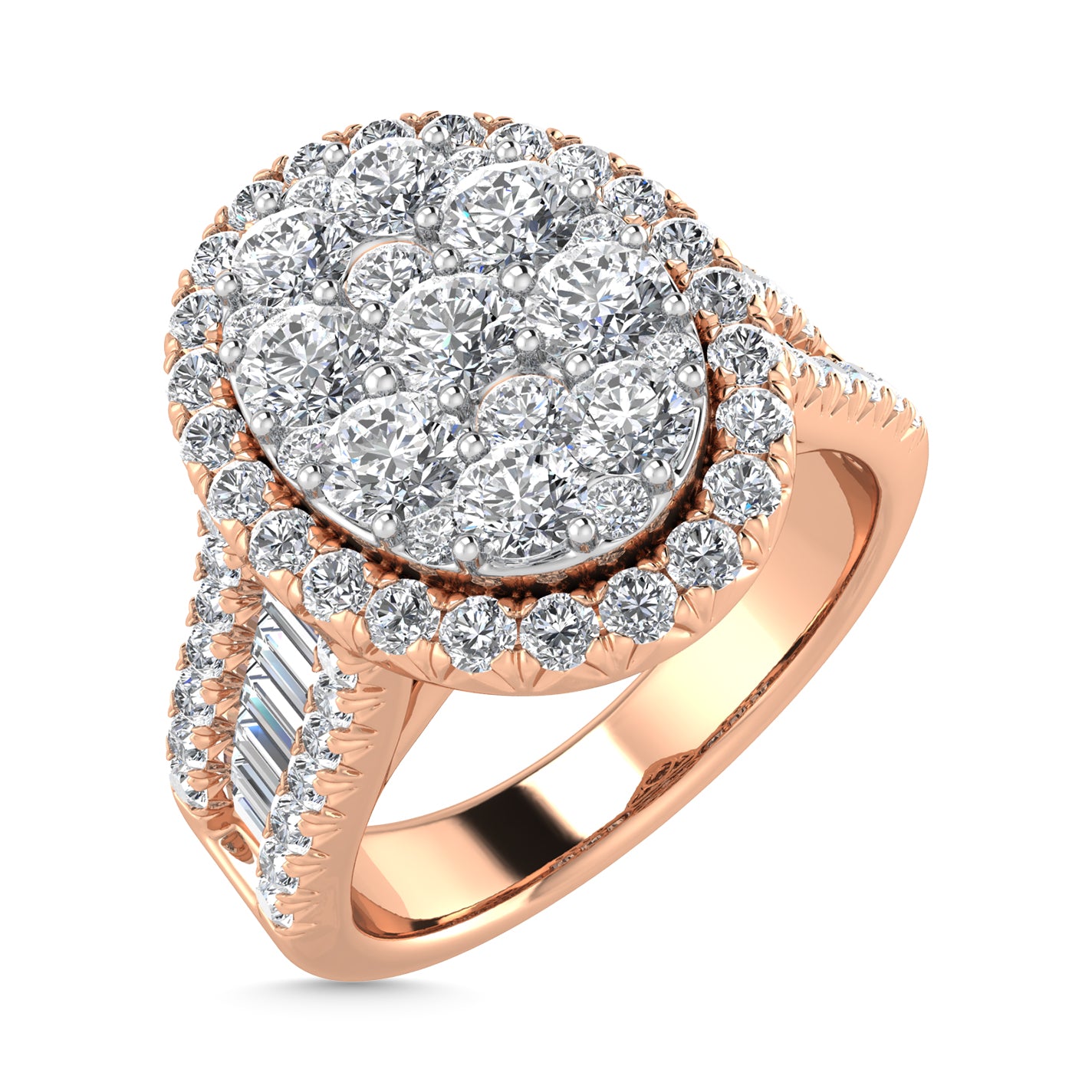 Diamond 2 Ct.Tw. Round and Tapper Engagement Ring in 14K Rose Gold