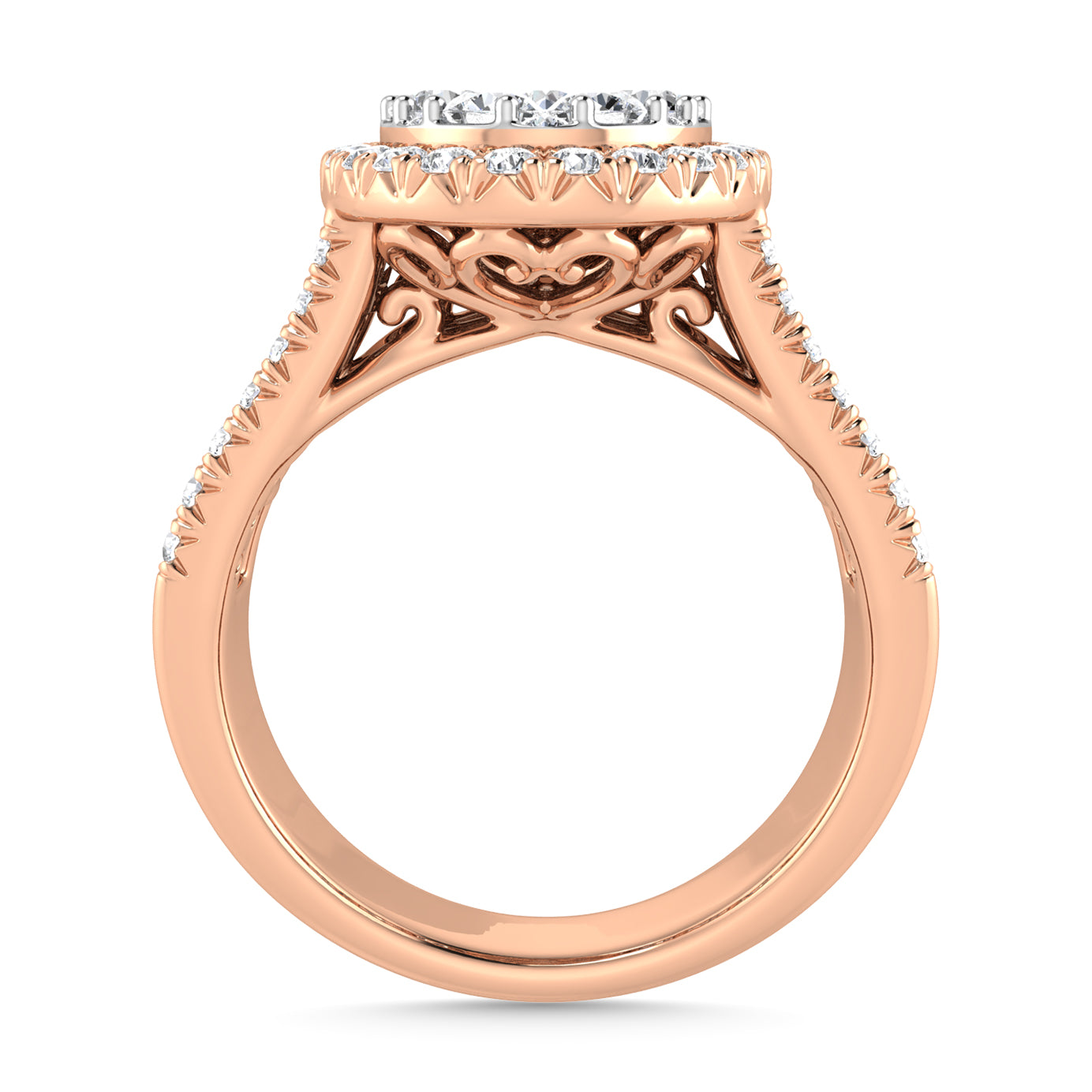 Diamond 2 Ct.Tw. Round and Tapper Engagement Ring in 14K Rose Gold