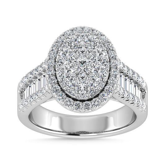 Diamond 2 Ct.Tw. Round and Tapper Engagement Ring in 14K White Gold