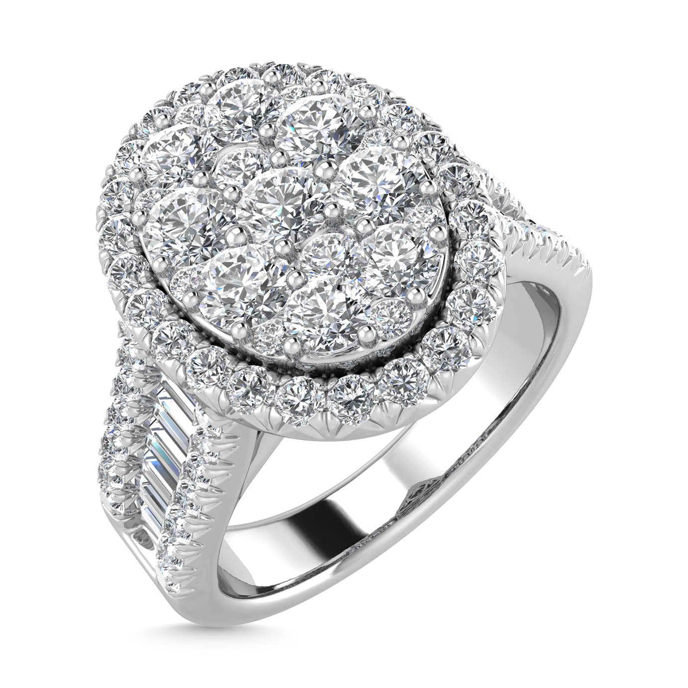 Diamond 2 Ct.Tw. Round and Tapper Engagement Ring in 14K White Gold