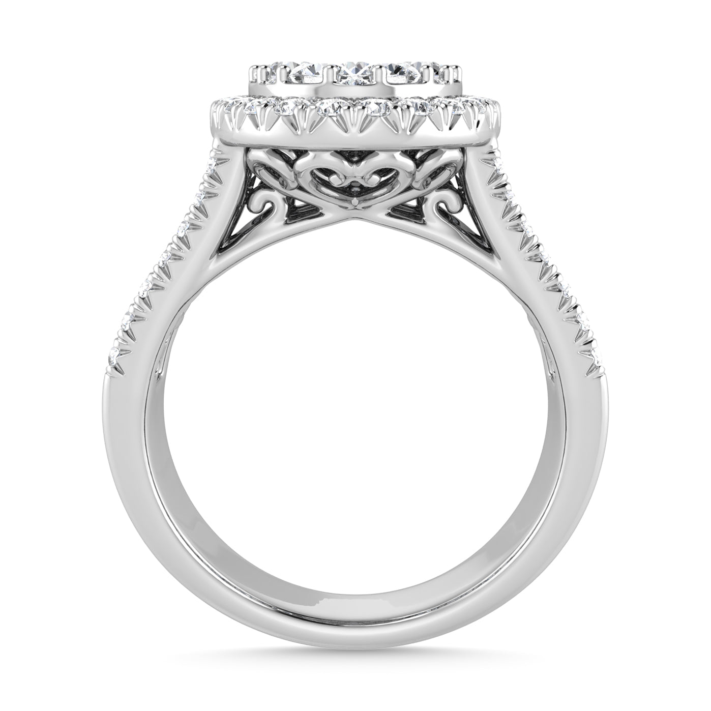Diamond 2 Ct.Tw. Round and Tapper Engagement Ring in 14K White Gold